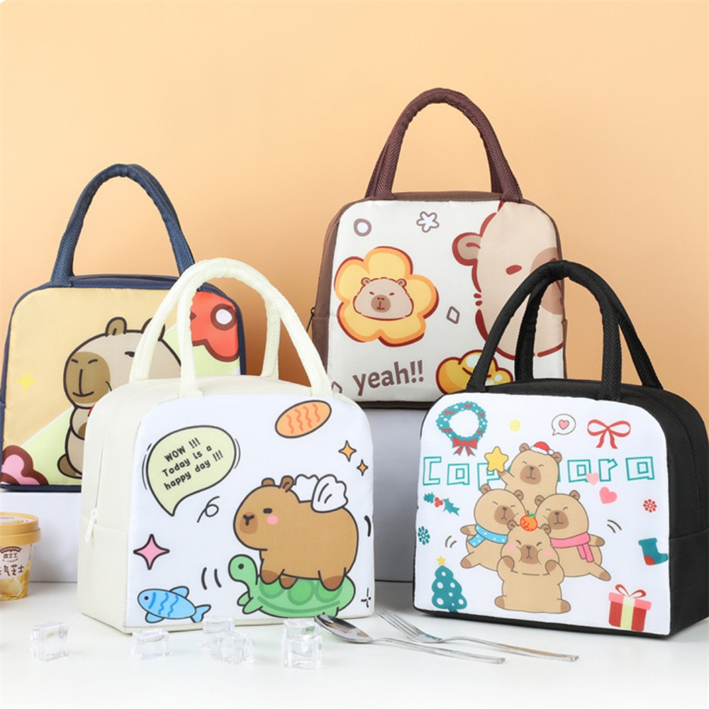 Cartoon Capybara Lunch Bag Ins - Tote Bag Sublimation 评论和价格