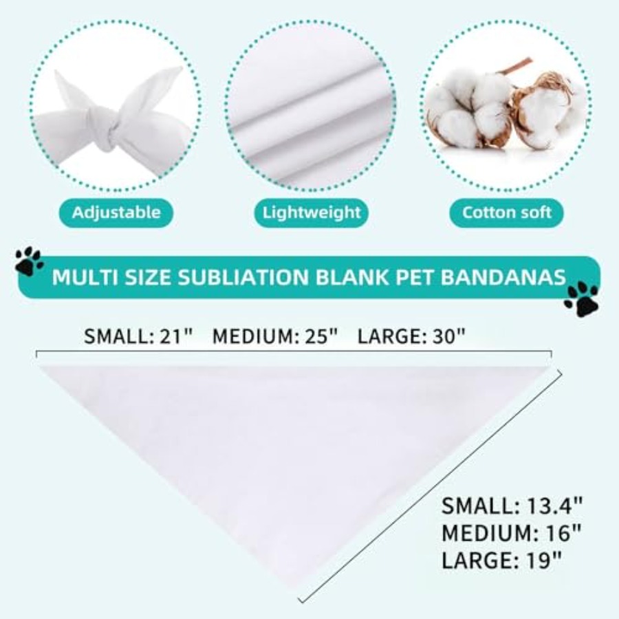 Blank Dog Bandanas Large-1PCS, - Bandana Blank White 评论和价格