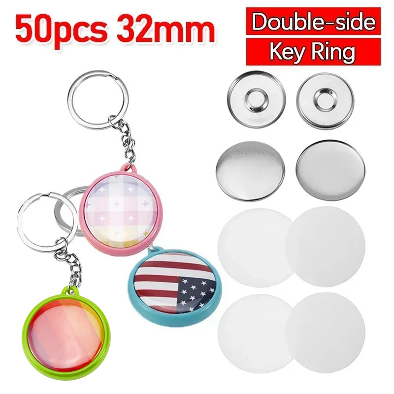 50pcs/Set 32mm Double-side Key - Button Badge Blank 评论和价格