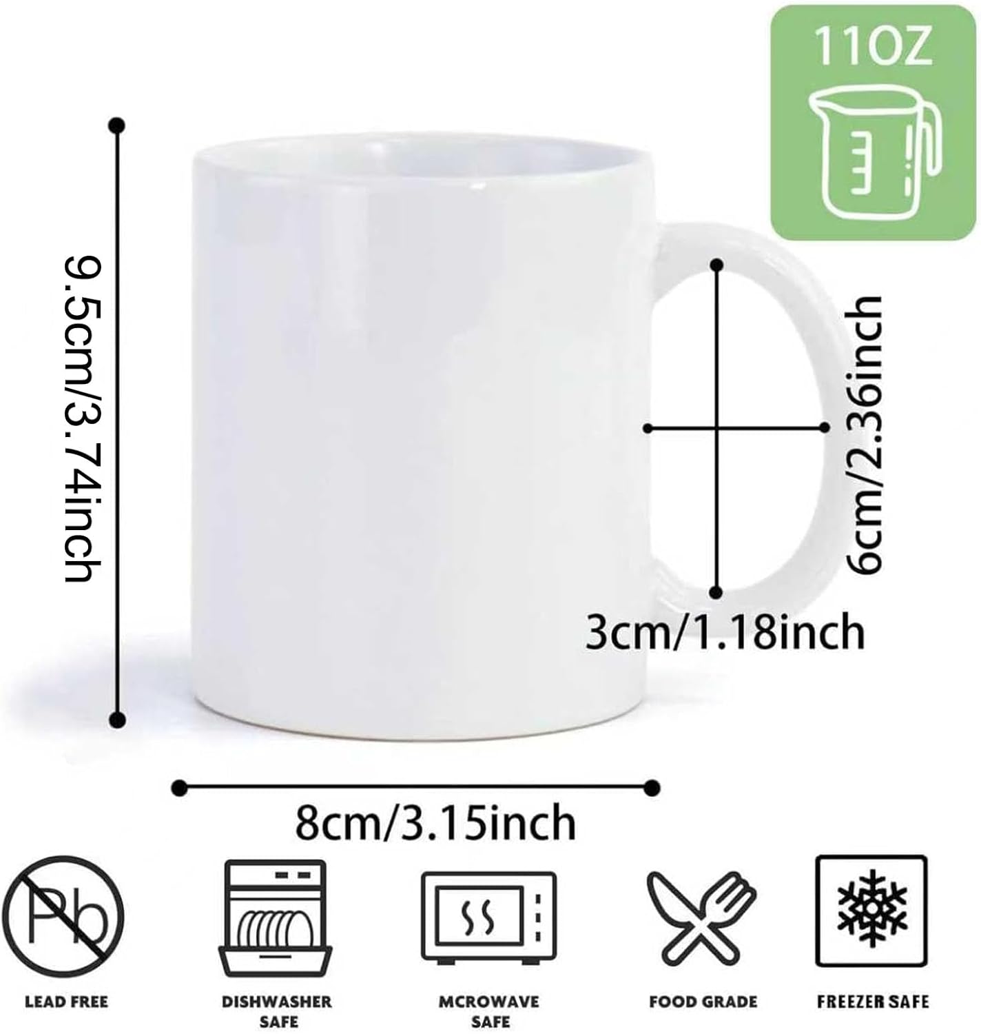 36pcs Sublimation Mugs 11oz Wh - Sublimation Mug White 评论和价格