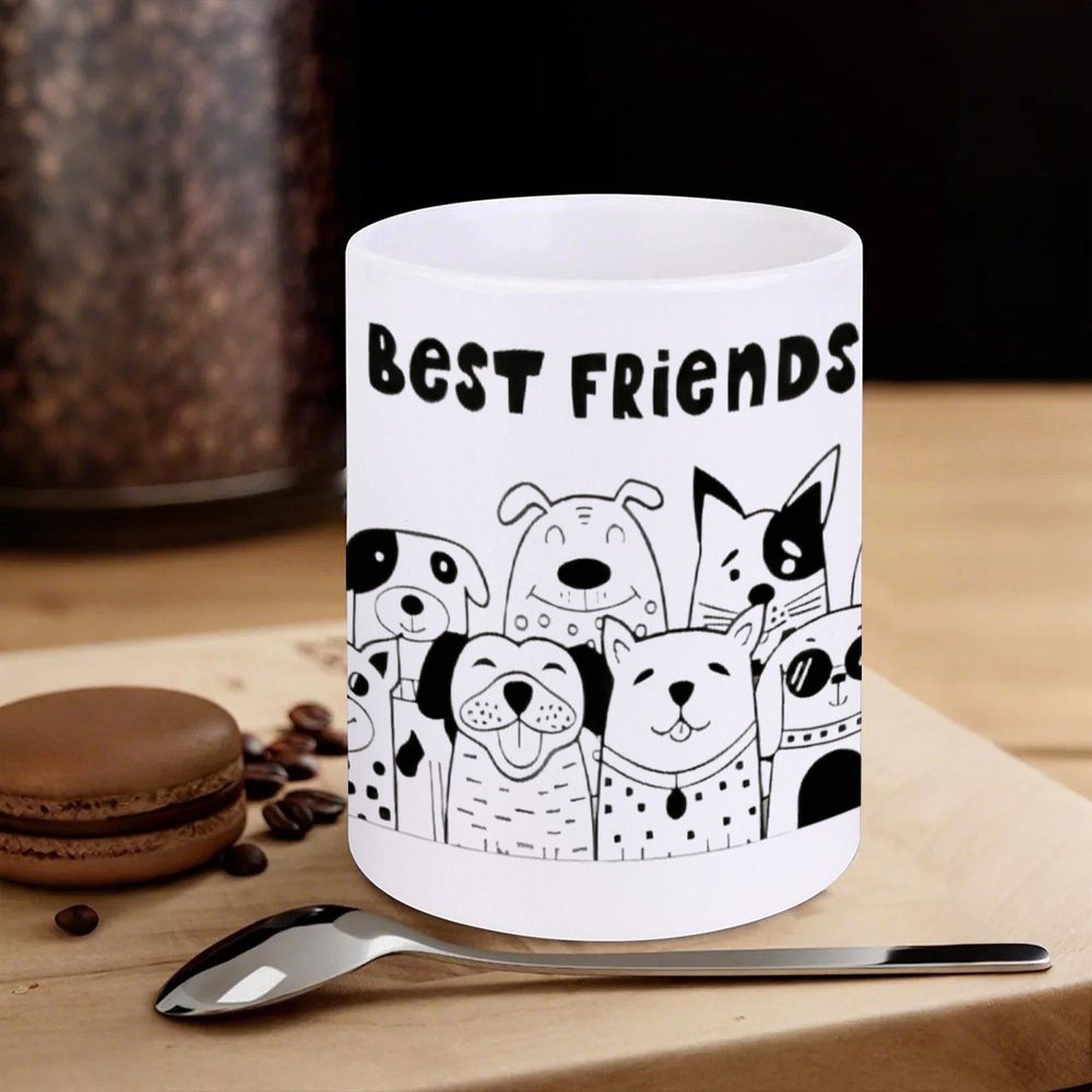 Illustration Of Dogs With The  - Sublimation Mug White 评论和价格